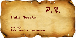Paki Neszta névjegykártya